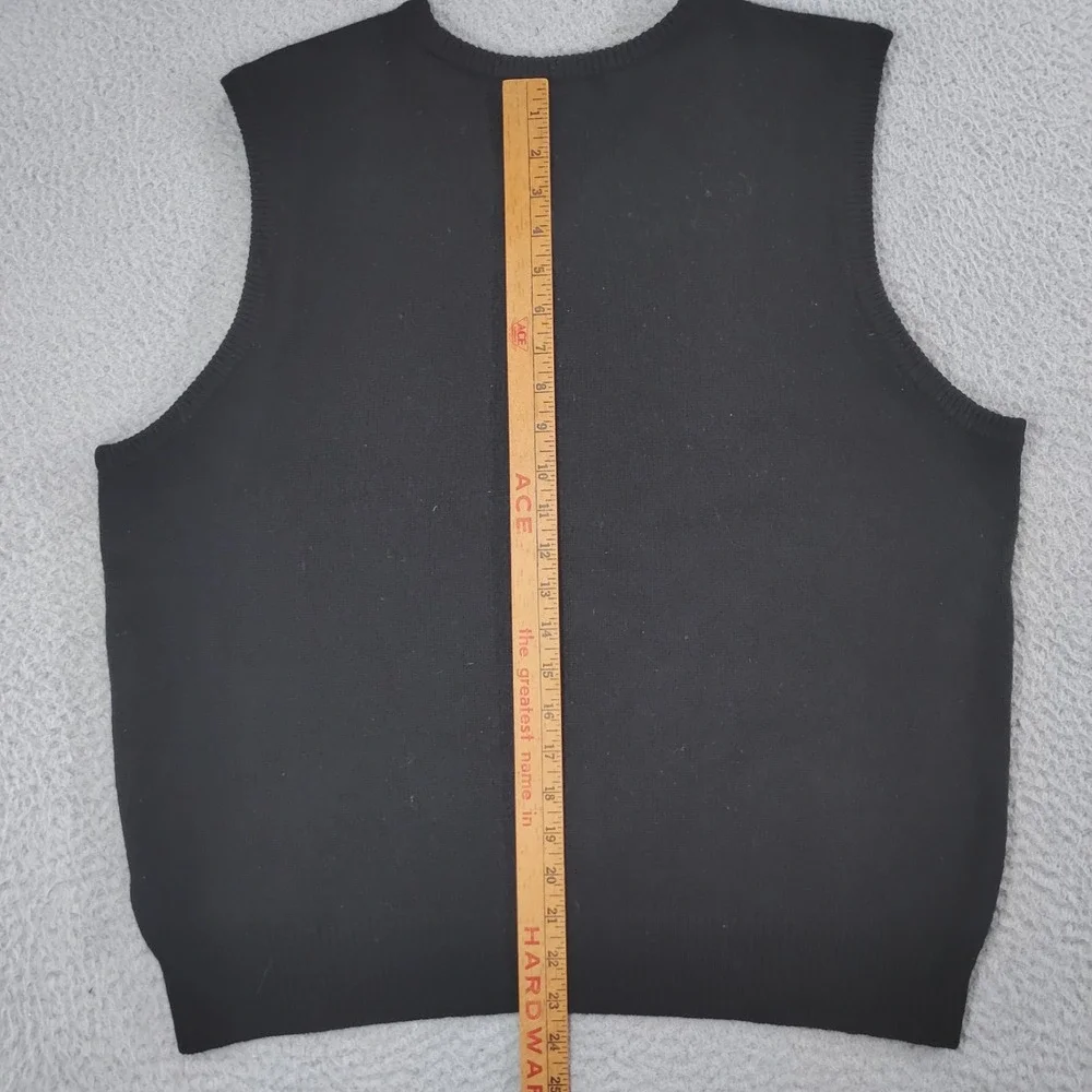 VTG Polo Ralph Lauren Sweater Vest Mens Large Black 100% Lambswool Pullover
